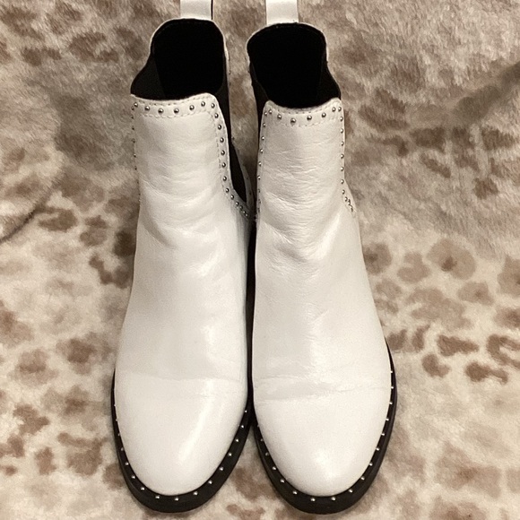 Rebecca Minkoff Chelsea Sabeen White Ankle Leather Studded Boots, Size 6 1/2 - Picture 6 of 15
